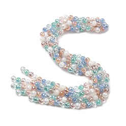 (52) Непрозрачная лаванда Стеклянные бусины с гальваническим покрытием , круглые, граненый(32 граненый), градиент цвета, разноцветные, 8 мм, отверстие : 1.2 мм, около 48 шт / нитка, 13.98'' (35.5 см)