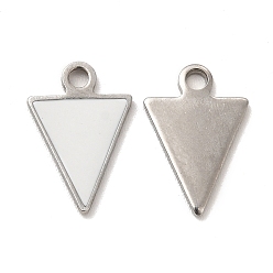 Stainless Steel Color 304 Stainless Steel Enamel Pendants, Triangle Charm, Stainless Steel Color, 13x9x1mm, Hole: 1.6mm