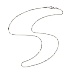 Stainless Steel Color 304 Stainless Steel Box Chain Necklace for Men Women, Stainless Steel Color, 17.32~17.52 inch(44~44.5cm)