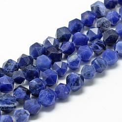 Sodalite Natural Sodalite Beads Strands, Star Cut Round Beads, Faceted, 8~10x7~8mm, Hole: 1mm, about 46pcs/strand, 14.96 inch