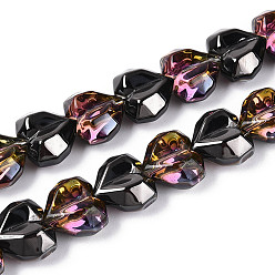 Серый Гальванизируйте прозрачное стекло бисер нитей, сердце, граненые, с покрытием AB цвета, с половиным покрытием, серые, 15x13x8.5 мм, отверстие : 1 мм, около 50 шт / нитка, 23.62 дюйм (60 см)