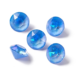 Sapphire Mocha Fluorescent Style K9 Glass Rhinestone Cabochons, Pointed Back, Diamond, Sapphire, 10x7mm