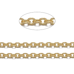 Золотой Латунные кабельные цепи, пайки, с катушкой, овальные, без кадмия, без никеля и без свинца, долговечный, золотые, 2x1.5x0.35 мм, около 32.8 футов (10 м) / рулон