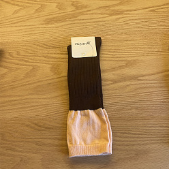 PeachPuff Cotton Knitting Socks, Two Tone Long Winter Warm Thermal Socks, PeachPuff, 330x90mm