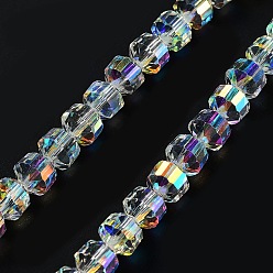 Clear AB Electroplate Rondelle Glass Beads Strands, AB Color Plated, Faceted, Clear AB, 7.5x7mm, Hole: 1.4mm, about 70pcs/strand, 19.69''(50cm)