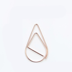 Розовое Золото Металлические скрепки, клипсы для закладок, мультяшный милый стиль, слеза, розовое золото , 25x15 мм
