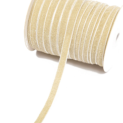 Beige Single Face Velvet Ribbons with Glitter Powder, Garment Accessories, Beige, 3/8 inch(10mm), 100 yards/roll
