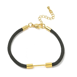 Dark Slate Gray Nylon Cord Bracelet Making, with Brass Beadable Bar, Golden, Dark Slate Gray, 6.89x0.16 inch(17.5x0.4cm)