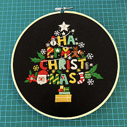 Christmas tree hanging picture (non-finished product) - black cloth Embroidery handmade diy material package flower three-dimensional primary novice package creative Lu embroidery Christmas hanging painting
