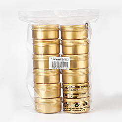 Golden Round Aluminium Tin Cans, Aluminium Jar, Storage Containers for Cosmetic, Candles, Candies, with Screw Top Lid, Golden, 7.1x3.5cm, Capacity: 80ml, 12pcs/box