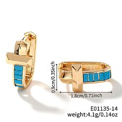 Синий Геометрические серьги-кольца из латуни в форме буквы U для женщин, минималистичные и элегантные модные аксессуары, золотые, синие, 18x9 мм