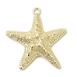 Golden Alloy Big Pendants, Starfish, Rack Plating, Golden, 59.5x56x9mm, Hole: 4mm