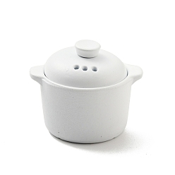 White Mini Alloy Display Decorations, Dollhouse Accessories, for Home Office Tabletop, Pot with Lid, White, 18x22x17mm