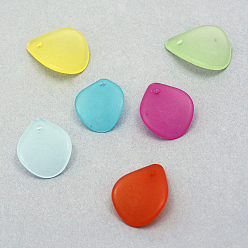 Mixed Color Transparent Acrylic Pendants, Frosted, Leaf, Mixed Color, 16x12.5x3.5mm, Hole: 1.5mm, about 2000pcs/500g