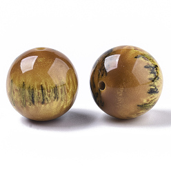 Золотистый Бусины из cмолы, имитация драгоценных камней, круглые, золотые, 20 мм, отверстие : 2 мм