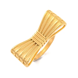 Золотой Ионное покрытие (IP) 304 кольца из нержавеющей стали с бантиком для женщин, золотые, размер США 6 (16.5 мм)