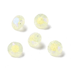 Jonquil Crackle Moonlight Style Glass Rhinestone Cabochons, Pointed Back, Diamond, Jonquil, 6.2x4.2mm