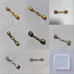 Couleur Mélangete 32pcs 8 styles extrémités de cordon en alliage, avec fermoir pince de homard, formes mixtes, couleur mixte, 35~43mm, 4 pcs / style