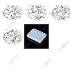 Silver 120Pcs 4 Styles Alloy Crystal Rhinestone Spacer Bars, Oval, Silver, 18~38x7~9mm, 30pcs/style