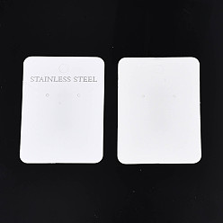 White Cardboard Jewelry Display Cards, for Necklaces, Jewelry Hang Tags, Rectangle with Word Stainless Steel, White, 7.3x5.3x0.05cm