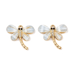 Светло-Голубой 304 подвески из нержавеющей стали, стрекоза, cmолой, вакуумное покрытие pvd, реальный 18 k позолоченный, Небесно-голубой, 16x18x3.5 мм, отверстие : 1.2 мм