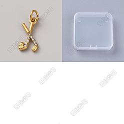 Plaqué 18K Or Véritable 4 Articles de sport 304 Pendentifs en acier inoxydable ornés de strass, breloques en forme de bâton de hockey, réel 18 k plaqué or, 18x9x2mm, anneau de saut: 5.7x1 mm, 3.9 mm de diamètre intérieur 