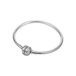 Platinum TINYSAND Rhodium Plated 925 Sterling Silver Bracelet Making, with European Clasp, Platinum, 220mm