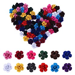 Mixed Color 360Pcs 12 Colors Flocky Aluminum Beads, Rose Flower, Mixed Color, 15x15x9mm, Hole: 1.4mm, 30pcs/color