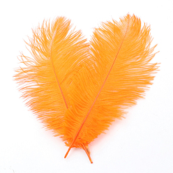 Dark Orange Ostrich Feather Ornament Accessories, for DIY Costume, Hair Accessories, Backdrop Craft, Dark Orange, 200~250mm