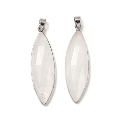 Хрусталь Ограненные подвески из натуральных кристаллов кварца, латунные подвески в виде конского глаза, без кадмия и без свинца, 42.5~43x13x6~6.5 мм, отверстие : 5.5x4 мм