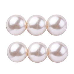 Лавандовый румянец Стеклянные жемчужные бусины класса А, жемчужные, круглые, лавандовый румянец, 3 мм, отверстие : 0.7~1.1 мм, около 135 шт / нитка, 16'' (40.64 см)