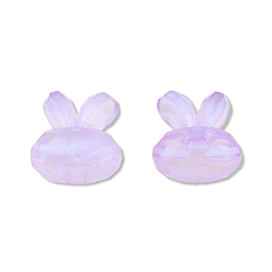 Prune Perles acryliques transparentes, avec de la poudre de paillettes, lapin, prune, 28.5x25x14.5mm, Trou: 3.5mm, environ99 pcs / 500 g