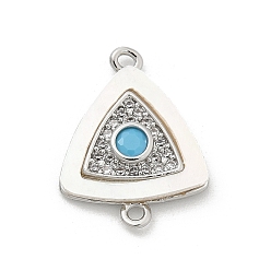 Треугольник Подвески-коннекторы из латуни с микропаве из прозрачного кубического циркония и ракушки, с небесно-голубым стеклом, платина, треугольные, 17.5x13.5x2.5 мм, отверстие : 1.2 мм