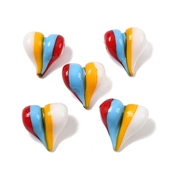 Разноцветный Бусины лэмпворк , сердце, красочный, 17~19x15~17.5x10~12 мм, отверстие : 1.8~2 мм