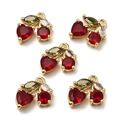 Настоящее золото 18K Латунные микро проложить кубического циркония подвески, сердце прелести, стойки покрытие, долговечный, реальный 18 k позолоченный, 12x11x4 мм, отверстие : 1.2 мм