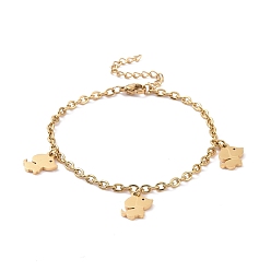 Golden 304 Stainless Steel Dog Charm Bracelet with Cable Chains for Women, Golden, 7-1/8 inch(18cm)