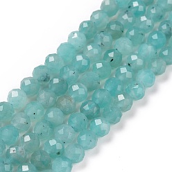 Amazonite Natural Amazonite Beads Strands, Faceted, Round, 6mm, Hole: 0.9mm, about 68pcs/strand, 15.35 inch(39cm)