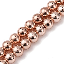 Светло-Золотое Покрытие Стеклянные бусины с гальваническим покрытием , круглые, свет позолоченные, 8x7.5 мм, отверстие : 1.2 мм, около 54 шт / нитка, 8.07'' (20.5 см)