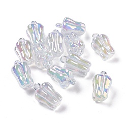 Light Sky Blue UV Plating Luminous Transparent Acrylic Pendants, Glow in The Dark, Bell Pepper, Light Sky Blue, 25.5x17x16.5mm, Hole: 3.5mm