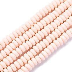Marron Clair Brin de perles pate polymère faits à la main , pour les fournitures de bricolage bijoux artisanat, plat rond, bisque, 6~7x3mm, Trou: 1.5mm, Environ 113~116 pcs/chapelet, 15.55 pouces ~ 16.14 pouces (39.5~41 cm)