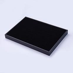 Black MDF Ring Displays, Covered with Flannelette, Rectangle, Black, 35.6x24x3cm