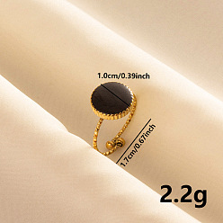 Черный 304 регулируемые кольца из нержавеющей стали, украшения для унисекс, чёрные, внутренний диаметр: 17 мм