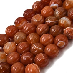 Красный Природный агат бисер нитей, окрашенная и подогревом, тыква, красные, 16 мм, отверстие : 1.4 мм, около 25 шт / нитка, 15.35'' (39 см)