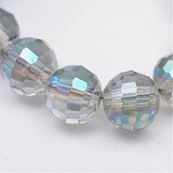 Medium Turquoise Electroplate Glass Bead Strands, Multi-color Plated, Faceted(96 Facets), Round, Medium Turquoise, 6mm, Hole: 1mm, about 72pcs/strand, 15 inch