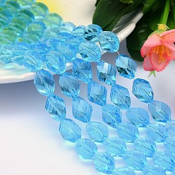 Cornflower Blue Faceted Polyhedron Imitation Austrian Crystal Bead Strands, Grade AAA, Cornflower Blue, 13x10mm, Hole: 0.9~1mm, about 30pcs/strand, 15.7 inch