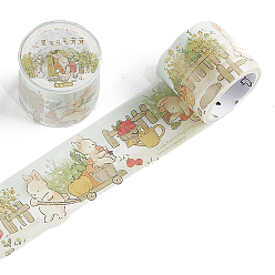 Rabbit Animal Pattern Adhesive Paper Tape, Round Stickers, for Card-Making, Scrapbooking, Diary, Planner, Envelope & Notebooks, Rabbit Pattern, 30mm, 3m/roll