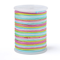 Colorful Segment Dyed Polyester Thread, Braided Cord, Colorful, 1mm, about 7.65 yards(7m)/roll