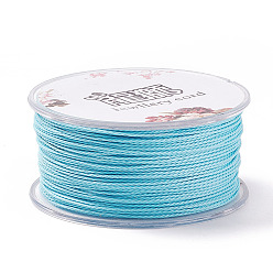Светло-Голубой Круглый вощеный полиэфирный шнур, витой шнур, Небесно-голубой, 1 мм, около 49.21 ярдов (45 м) / рулон