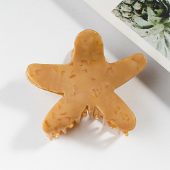 Goldenrod Starfish Shape Cute Acrylic Large Claw Hair Clips, for Woman Girl Thick Hair, Goldenrod, 76x86x46mm