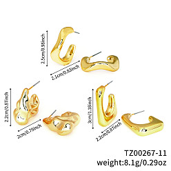 Золотой 3 пары элегантных модных пластиковых сережек, золотые, 30~22x22~21 мм